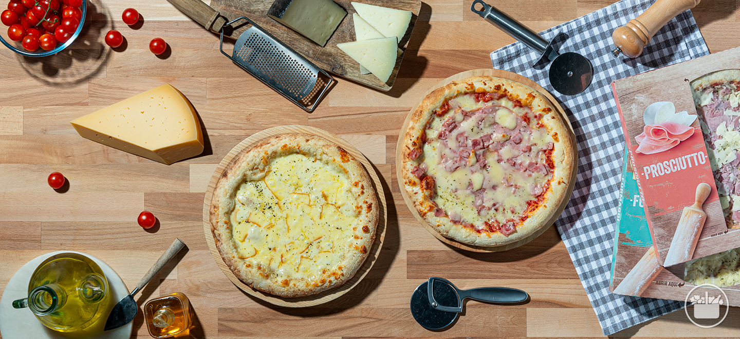 Prove as nossas pizzas frescas elaboradas com massa mãe: Serrana, Prosciutto e Formaggi. 