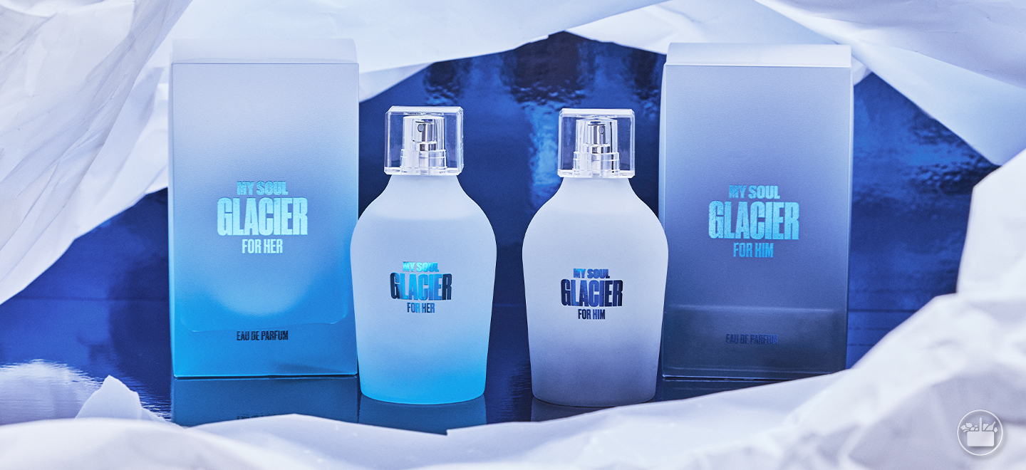 Nova coleção de fragrâncias My Soul Glacier para homem e para mulher. 