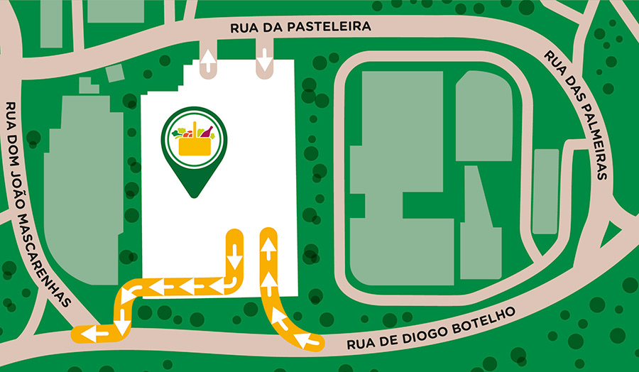 Mapa explicativo do novo sentido rodoviário da rua da Pasteleira