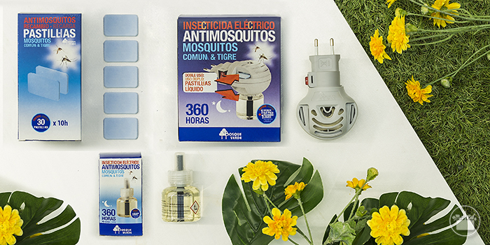Antimosquitos Elétrico da Mercadona com utilização dupla: Recarga líquida ou pastilhas.