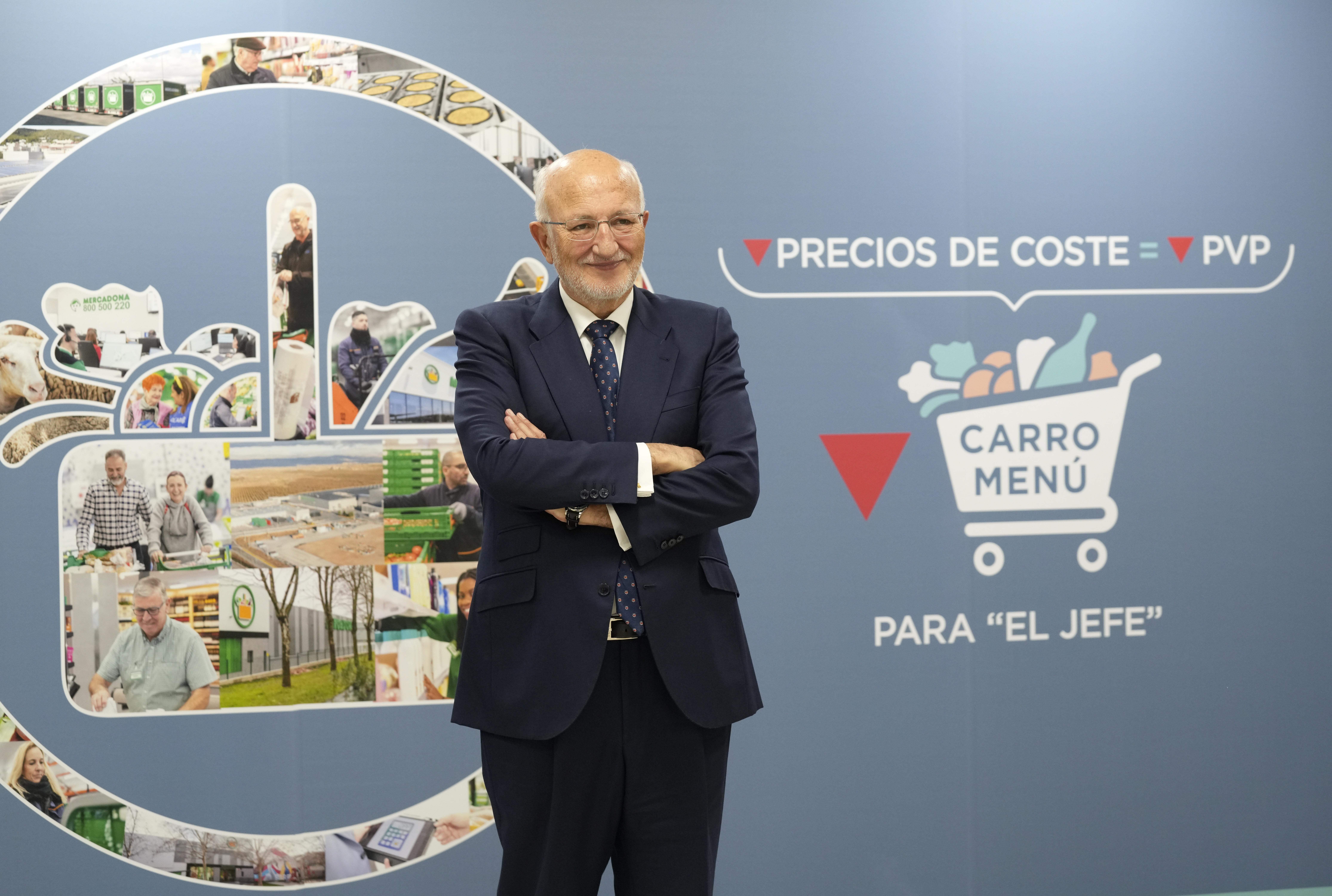 Juan Roig, presidente da Mercadona, após a realização da Conferência de Imprensa 2022.