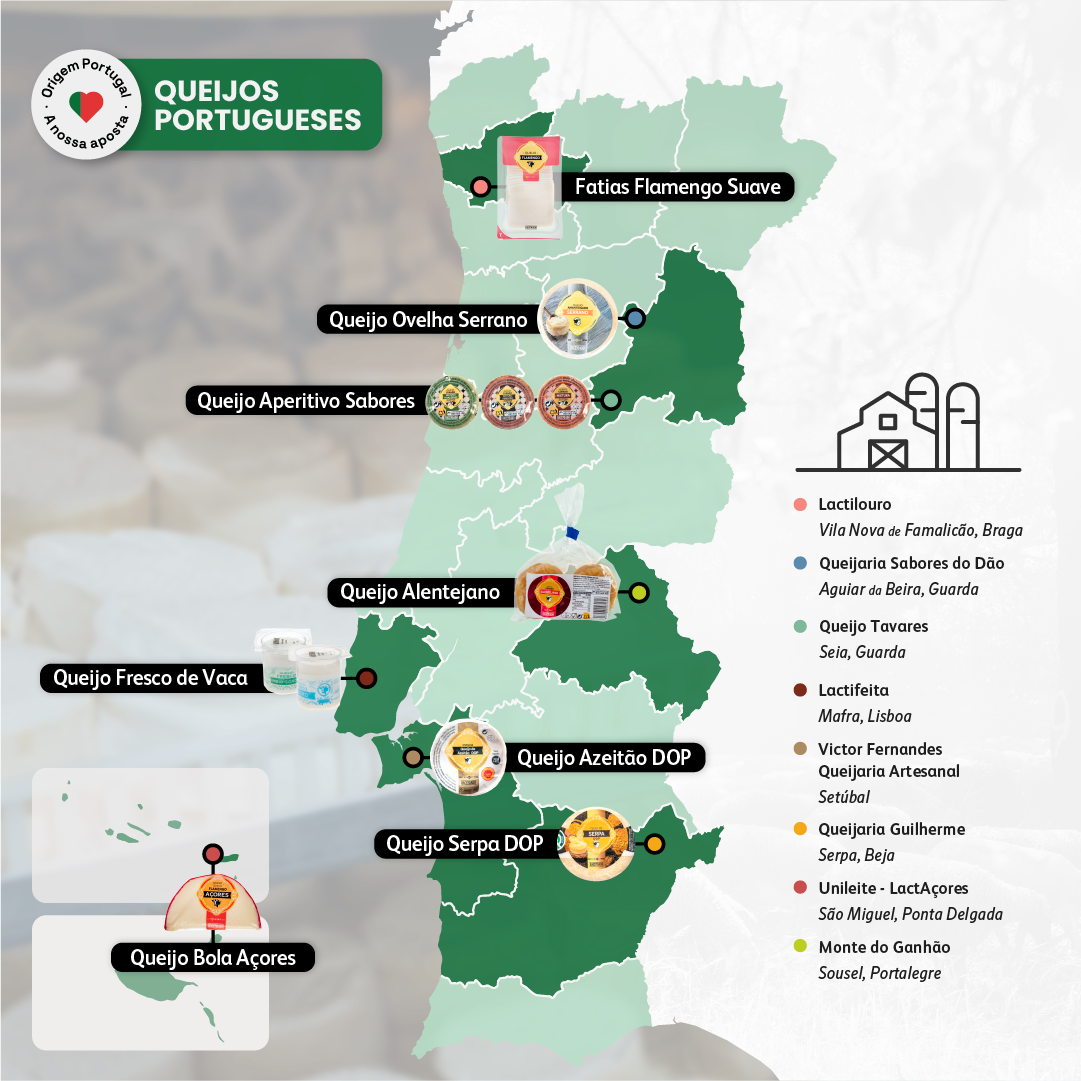 Mapa de queijos portugueses da Mercadona