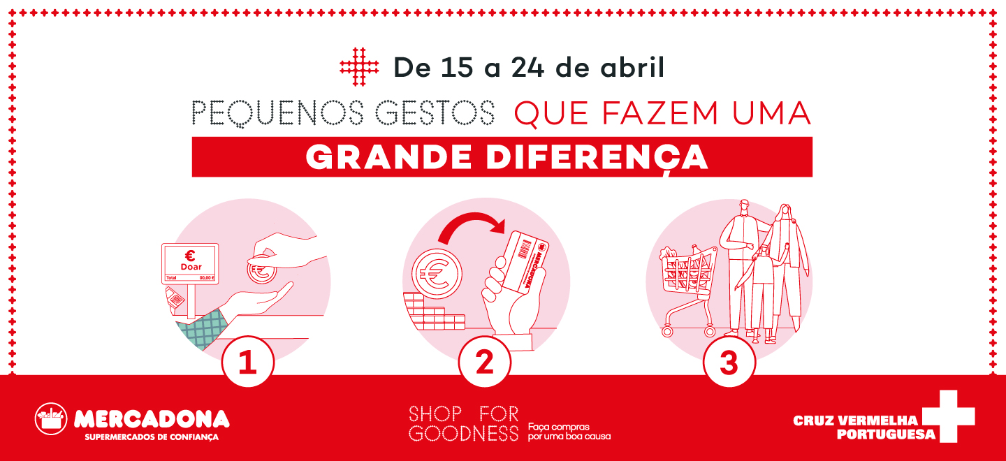 Cartaz da campanha da angariação de fundos da Mercadona para a cruz vermelha portuguesa