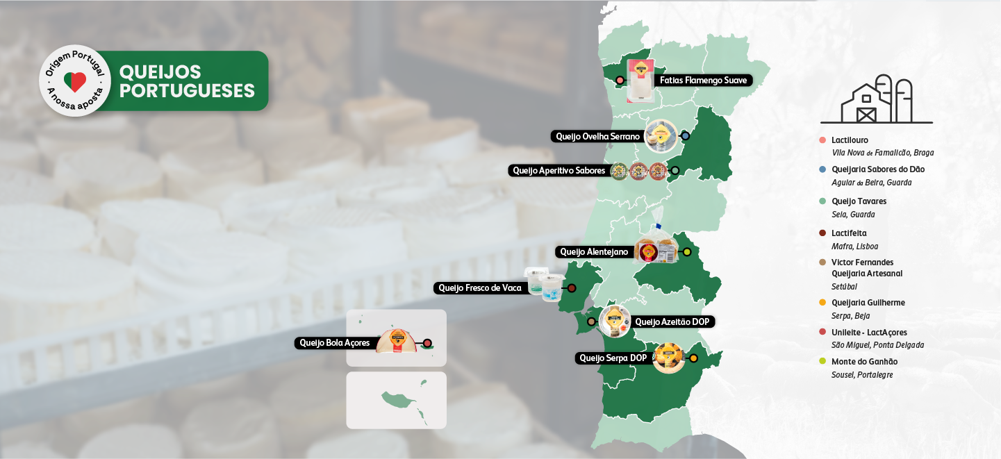 Mapa de queijos portugueses da Mercadona
