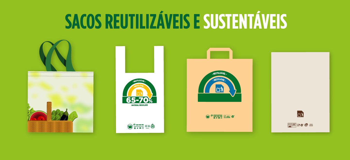 Sacos reutilizáveis e sustentáveis disponíveis na Mercadona
