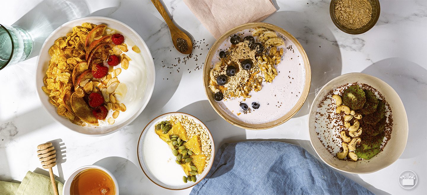 Tigelas de iogurte na sua alimentação equilibrada